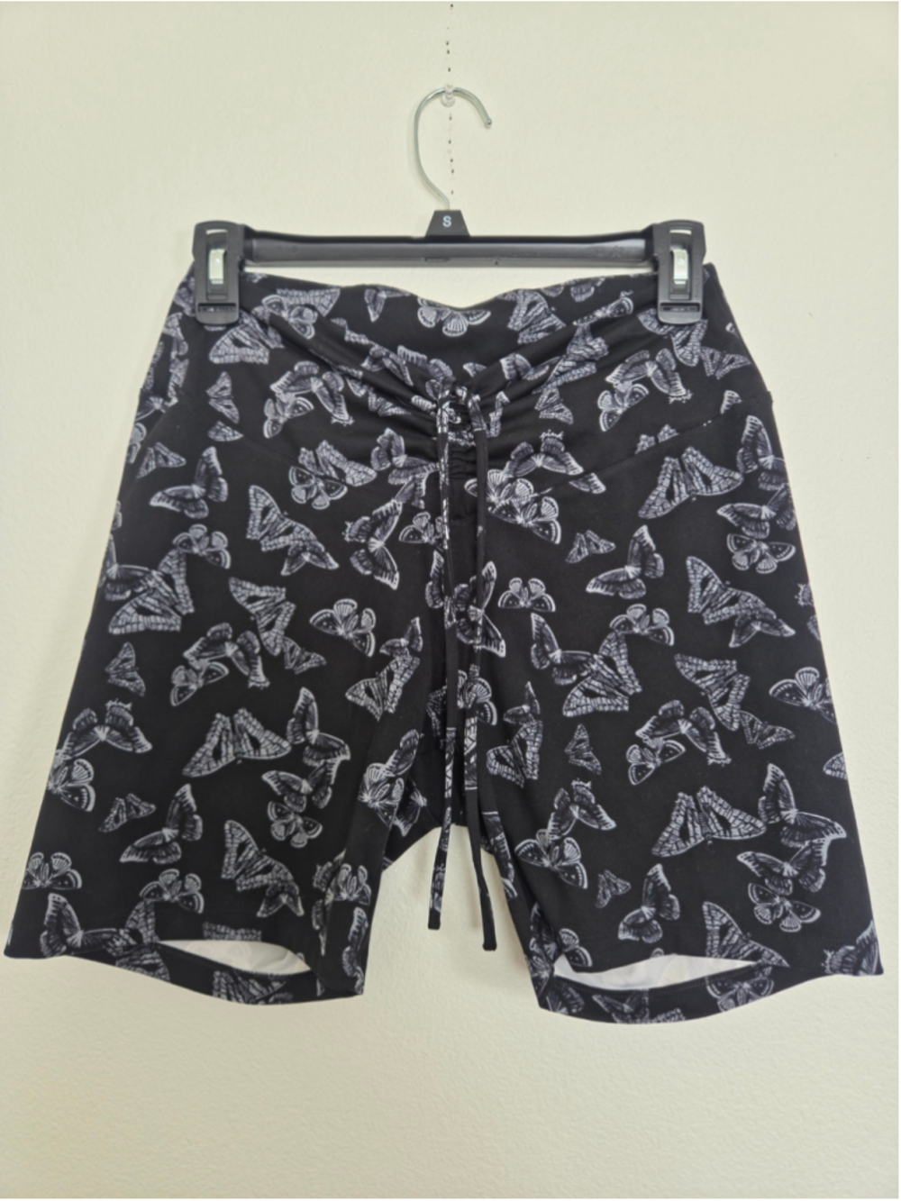 PINK Athletic Shorts Large Black White Butterfly Print